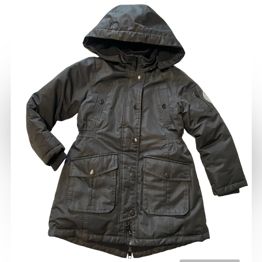 DIESEL KIDS GIRLS BLACK HOODED REMOVABLE HOOD PUFFER WINTER JACKET COAT SIZE 6X